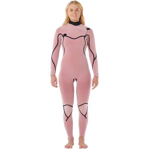 2026 Rip Curl Womens Flashbomb 4/3mm Chest Zip Wetsuit 16IWFS - Black
